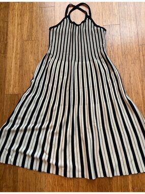 a new day Black and White Striped Midi Dress, adjustable straps